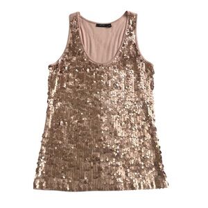APT 9 Women’s Gold Sequin Sleeveless Tank Top Size Large